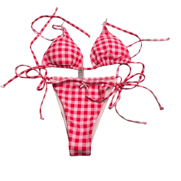 Gingham Pink Bikini Set - Picture 2 of 4
